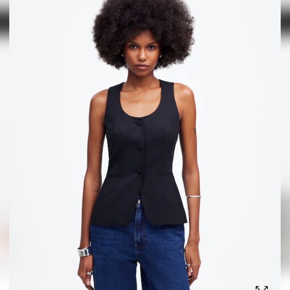Madewell Linen Scoopneck Cutaway Vest